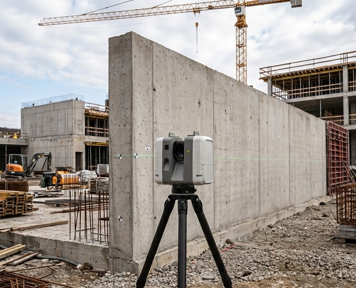 Laser scanning a concrete structure
