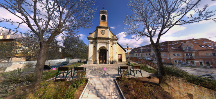 Panoramic imagery and point cloud captured with a Trimble X9 scanner